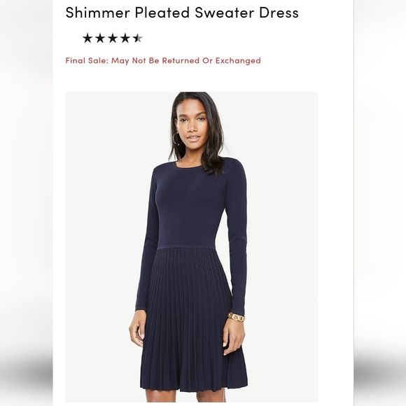 Shimmer Pleated Sweater Dress - Picture 1 of 8